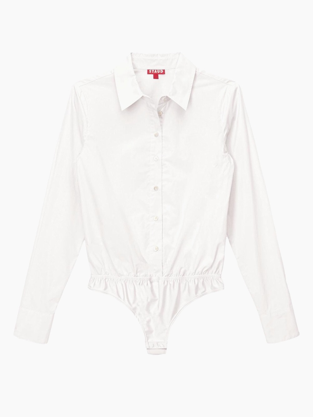 STAUD Twiggy Cotton Button-Front Bodysuit